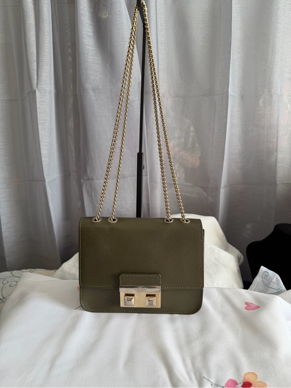 Furla Bella Mini Crossbody Bag – Olive Green Saffiano Leather - Picture 4 of 11